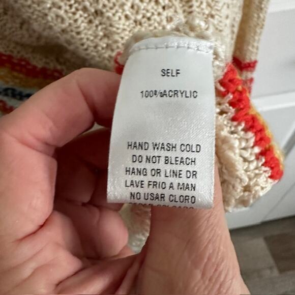 Easel LA Knit Pullover Hooded Stripe Sweater Medium Ivory Oversized - Picture 9 of 9